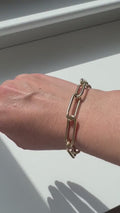 14K Gold Paperclip Chain Bracelet: Chunky Hollow Links, Invisible Clasp