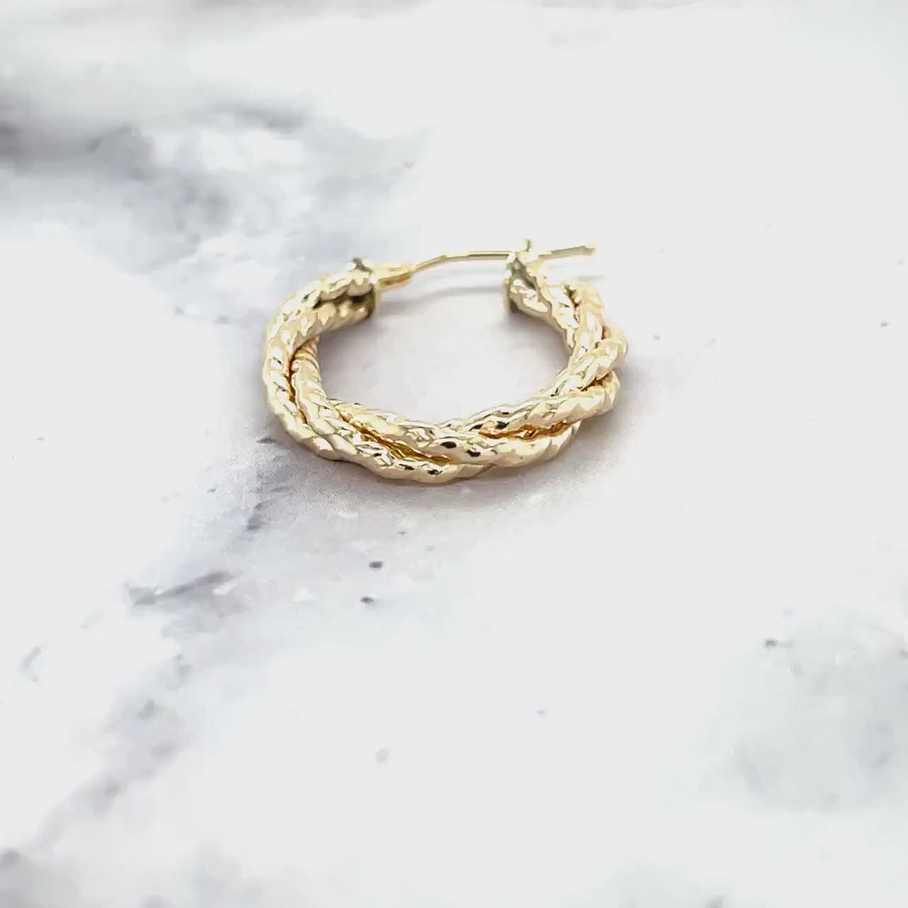 14K Yellow Gold 20x14mm Small Twisted Textured Oval Hoop Earring, 3.2mm Thick ,Real Gold Hoop Earrings Gift for her