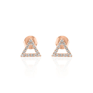 Open Triangle Diamond Stud Earrings In 14K Gold