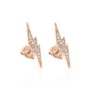 Pave Set Lightening Bolt Diamond Earrings In 14K Gold