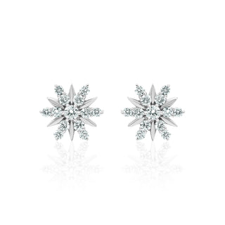 Snowflake Diamond Stud Earrings 14K Gold