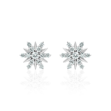 Snowflake Diamond Stud Earrings 14K Gold