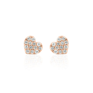 Pave Set Diamond Heart Earrings In 14K Gold