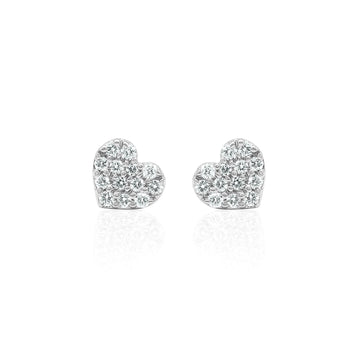 Pave Set Diamond Heart Earrings In 14K Gold