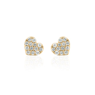 Pave Set Diamond Heart Earrings In 14K Gold