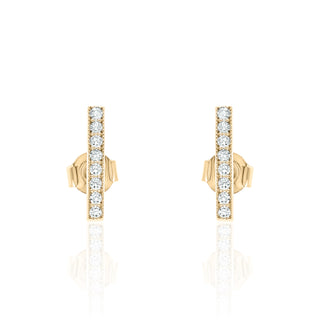 Diamond Bar Stud Earrings In 14K Gold