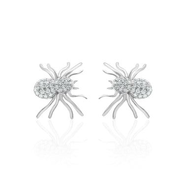 14K Gold Spider Earrings With Diamonds