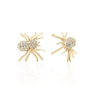 14K Gold Spider Earrings With Diamonds
