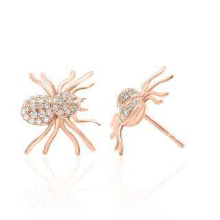 14K Gold Spider Earrings With Diamonds