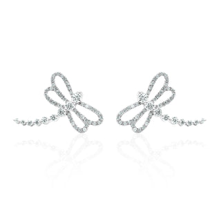 Dragonfly Diamond Ear Climber Earrings in 14K Gold