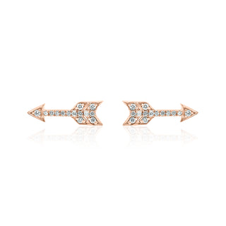 Arrow Diamond Stud Earrings In 14K Gold , Pointing Arrow Studs