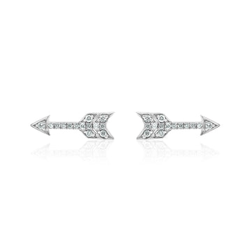 Arrow Diamond Stud Earrings In 14K Gold , Pointing Arrow Studs