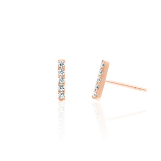 Diamond Bar Stud Earrings In 14K Gold