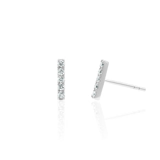 Diamond Bar Stud Earrings In 14K Gold