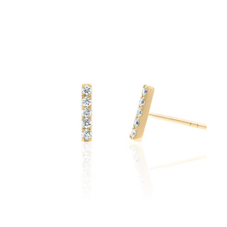 Diamond Bar Stud Earrings In 14K Gold