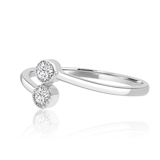 Two Stone Bypass Diamond Ring In 14K White Gold