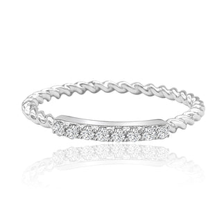 Twisted Rope Diamond Wedding Band In 14K White Gold