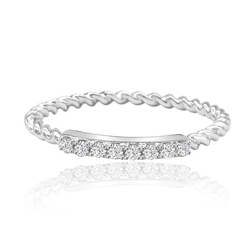 Twisted Rope Diamond Wedding Band In 14K White Gold