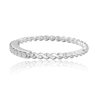 Twisted Rope Diamond Wedding Band In 14K White Gold