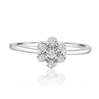 Diamond Flower Ring In 14K White Gold