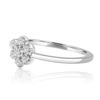 Diamond Flower Ring In 14K White Gold