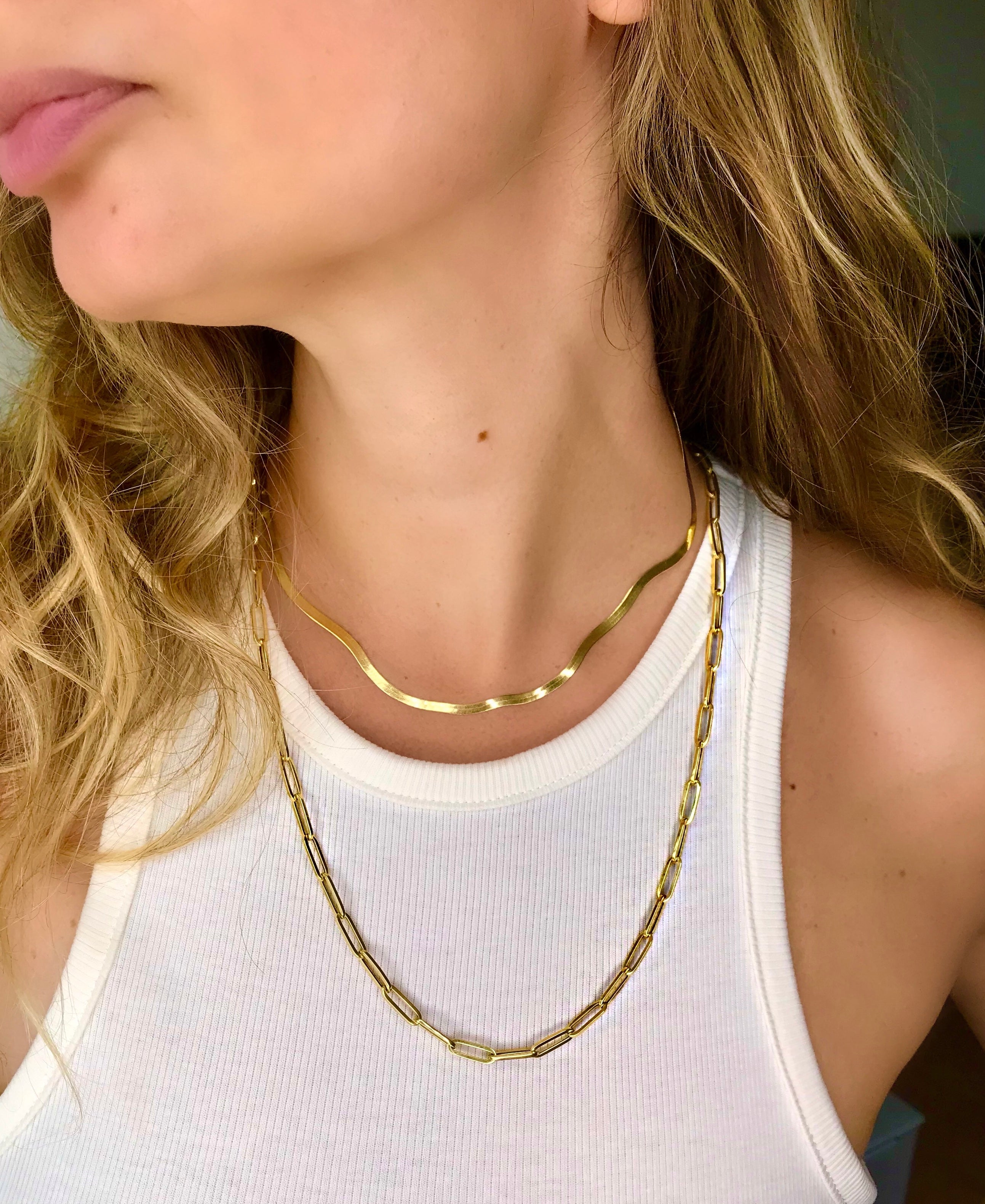 16 inch - Gold Chunky Matted Chain Necklace – TGI Jewelry