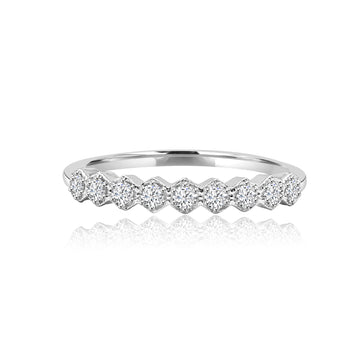 Milgrain Bezel Set Diamond Wedding Ring Half Eternity In 14K White Gold