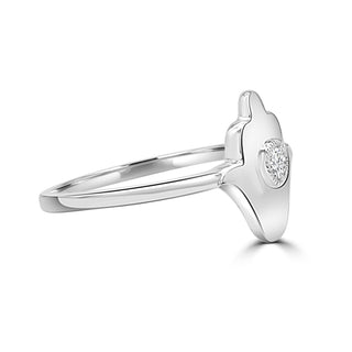 14K White Gold Hamsa Ring With A Diamond