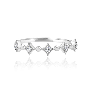 Art Deco Inspired Delicate Diamond Band In 14K White Gold