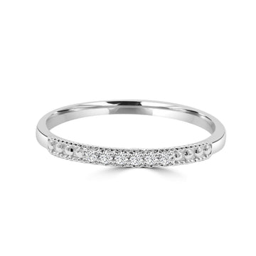 Milgrain Diamond Wedding Band In 14K White