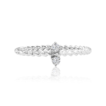 Twisted Rope Band With Diamonds In 14K White Gold