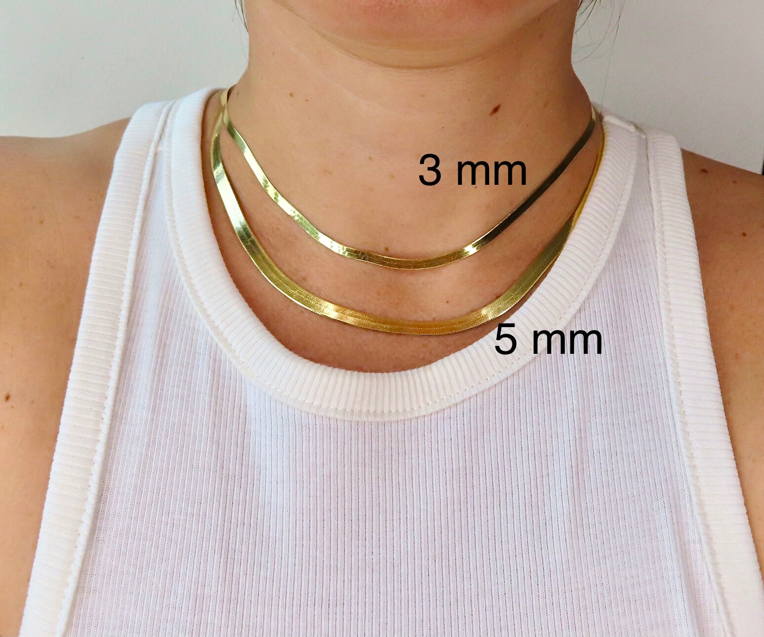 Herringbone Chain Necklace In 14K Solid Yellow Gold, 16 18 20 24 L –  Marina M Jewelry