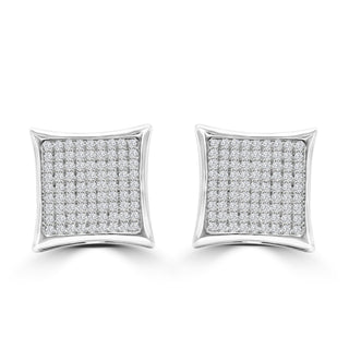 Diamond Micro-Pave Square Studs In 14K Gold