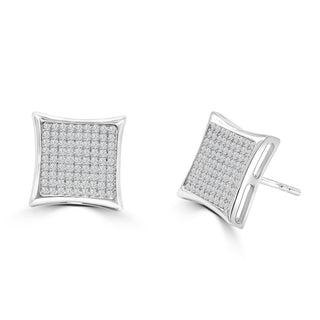 Diamond Micro-Pave Square Studs In 14K Gold