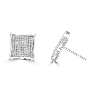 Diamond Micro-Pave Square Studs In 14K Gold