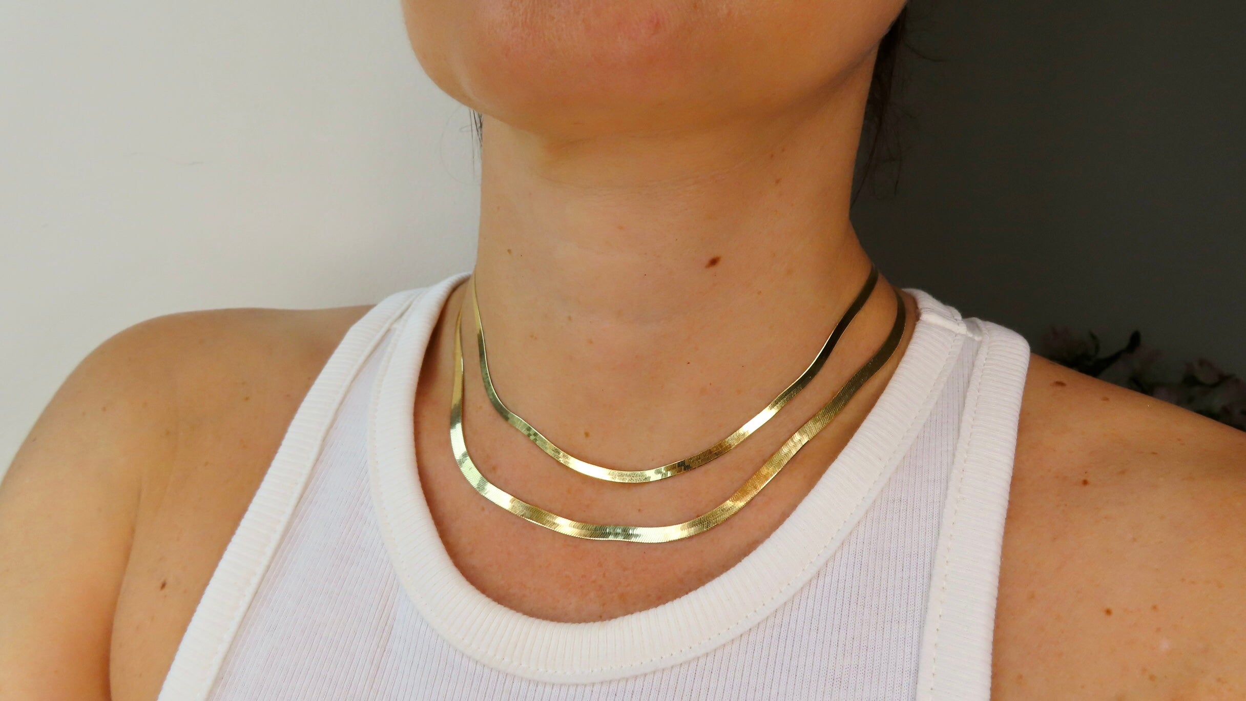 Double Herringbone Chain Necklace gold – ADORNIA