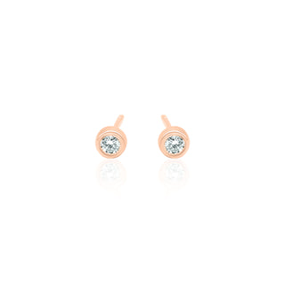 Bezel Set Diamond Stud Earrings 14K Gold