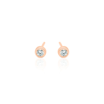 Bezel Set Diamond Stud Earrings 14K Gold