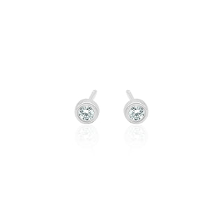 Bezel Set Diamond Stud Earrings 14K Gold