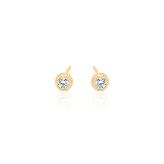 Bezel Set Diamond Stud Earrings 14K Gold