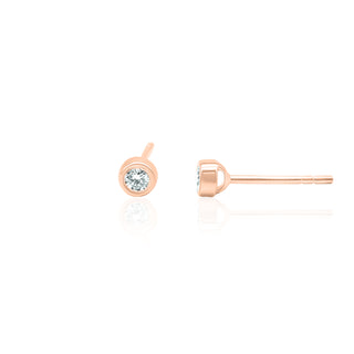 Bezel Set Diamond Stud Earrings 14K Gold