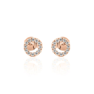 Open Circle Diamond Stud Earrings In 14K Gold