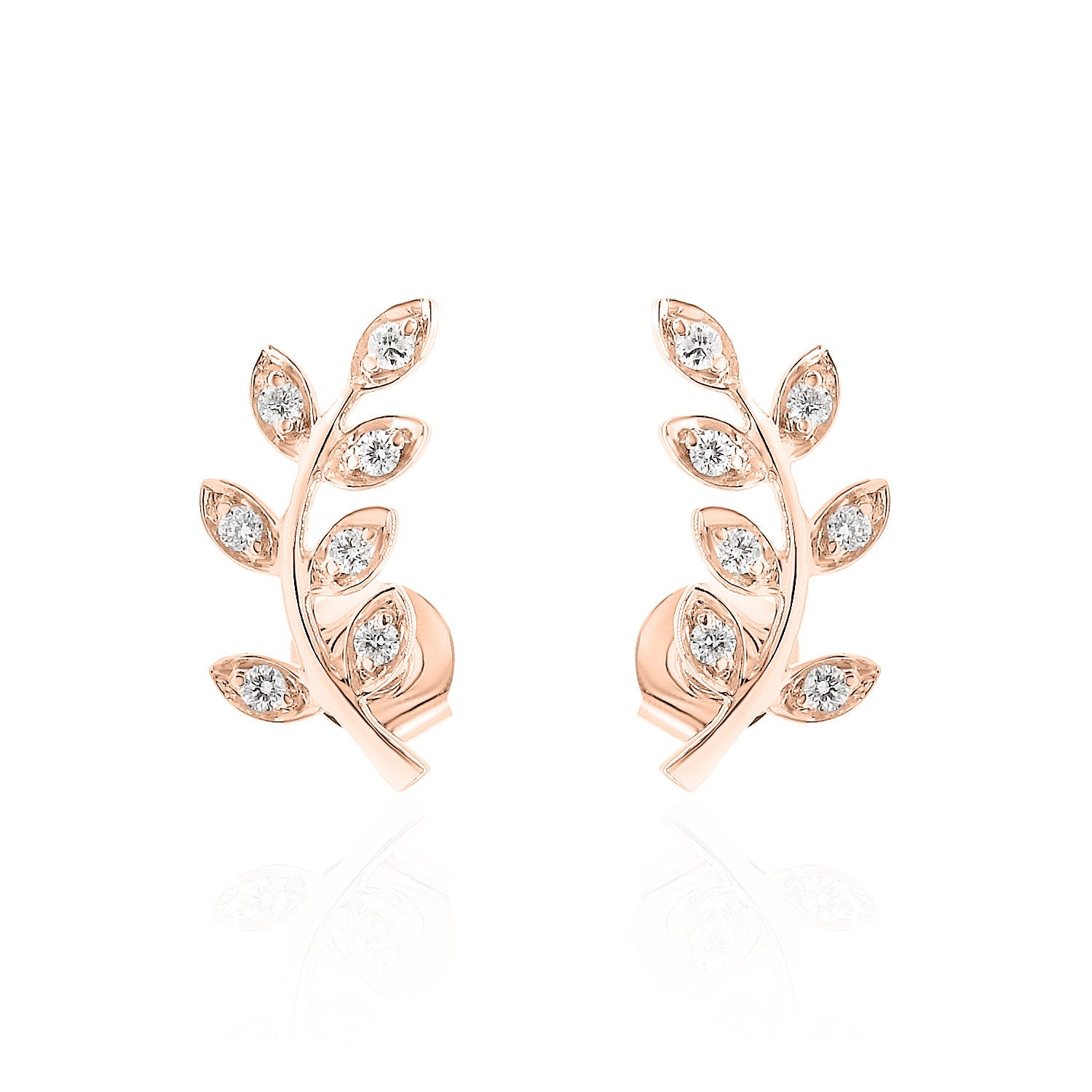 Leaf diamond earrings Clearance