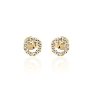 Open Circle Diamond Stud Earrings In 14K Gold