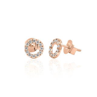 Open Circle Diamond Stud Earrings In 14K Gold