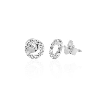 Open Circle Diamond Stud Earrings In 14K Gold