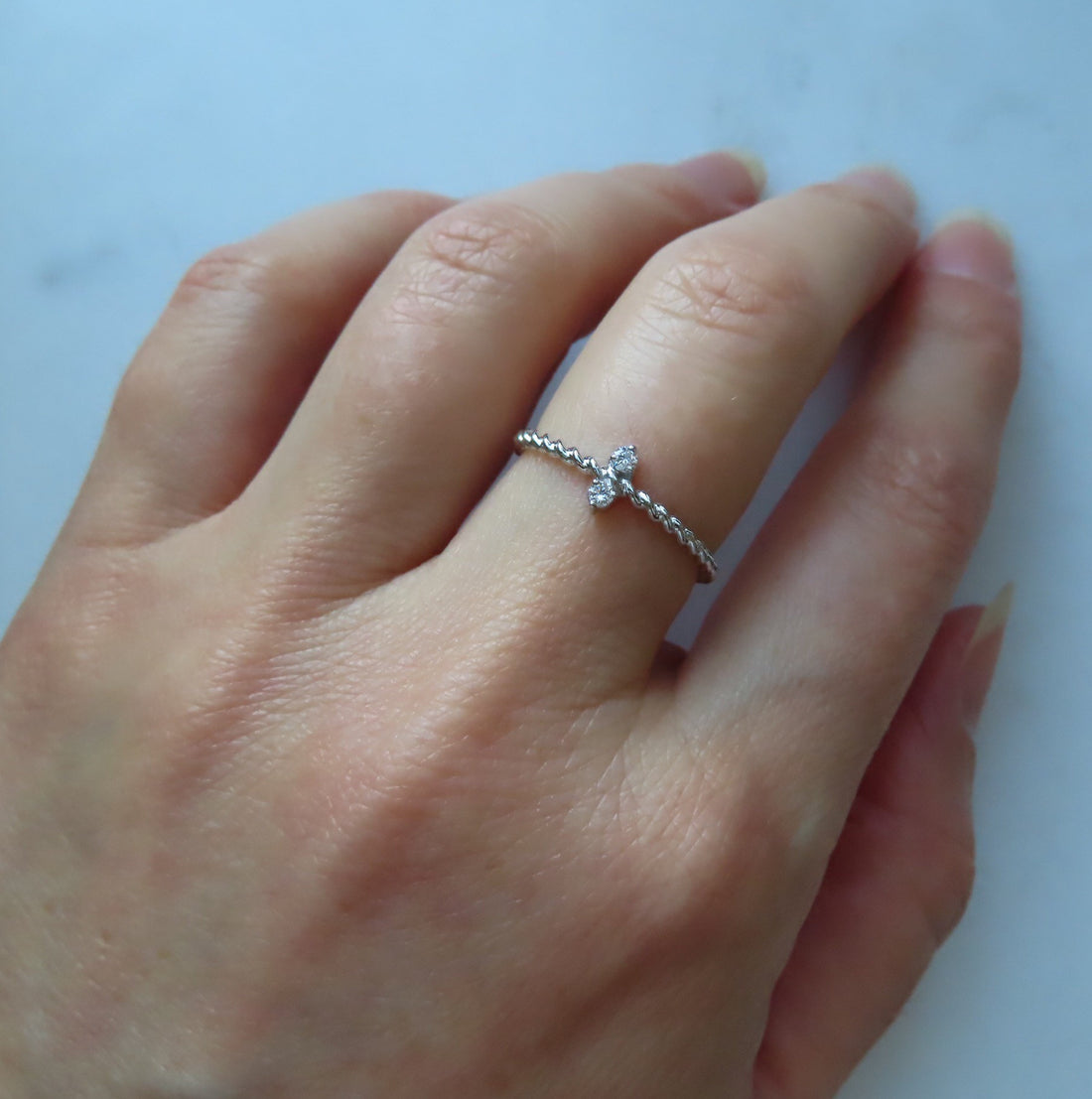 Twisted Rope Band With Diamonds In 14K White Gold