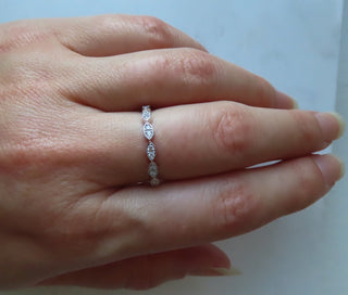 Art Deco Inspired Delicate Diamond Band In 14K White Gold