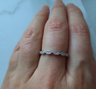 Art Deco Inspired Delicate Diamond Band In 14K White Gold