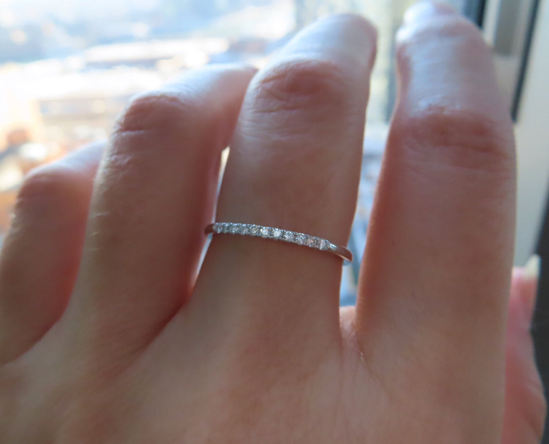 Half Eternity Diamond Wedding Band In 14K White Gold